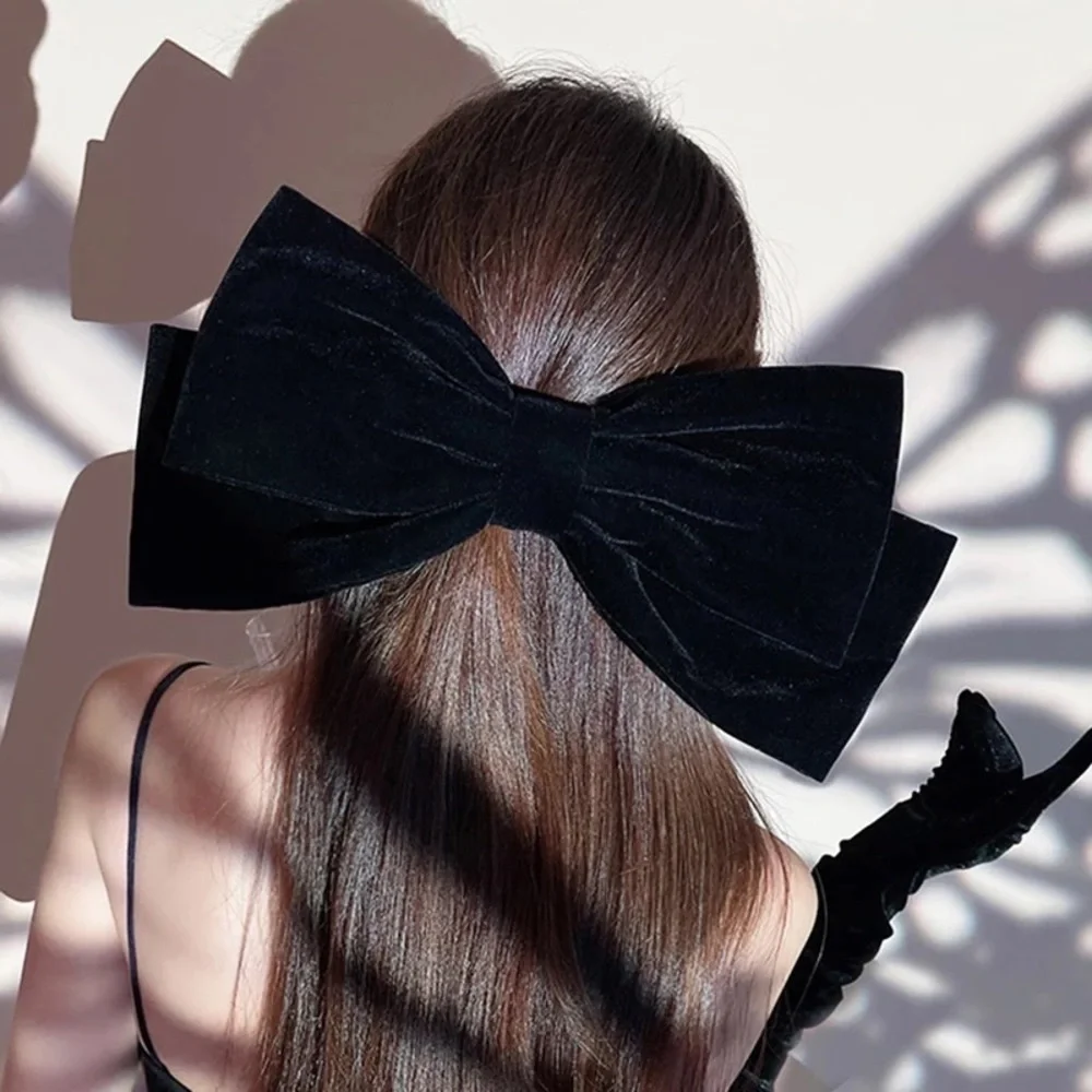 Oversized Red Velvet Bow French Barrette Hair Clip